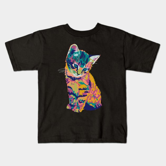 Colorful Kitten Kids T-Shirt by Slightly Unhinged